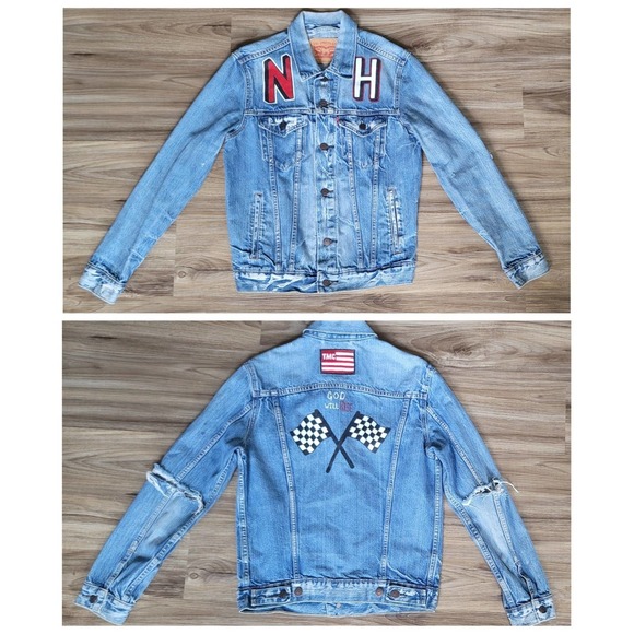 Levi's Custom Nipsey Hussle TMC Distressed Denim Trucker Jacket - Picture 1 of 10